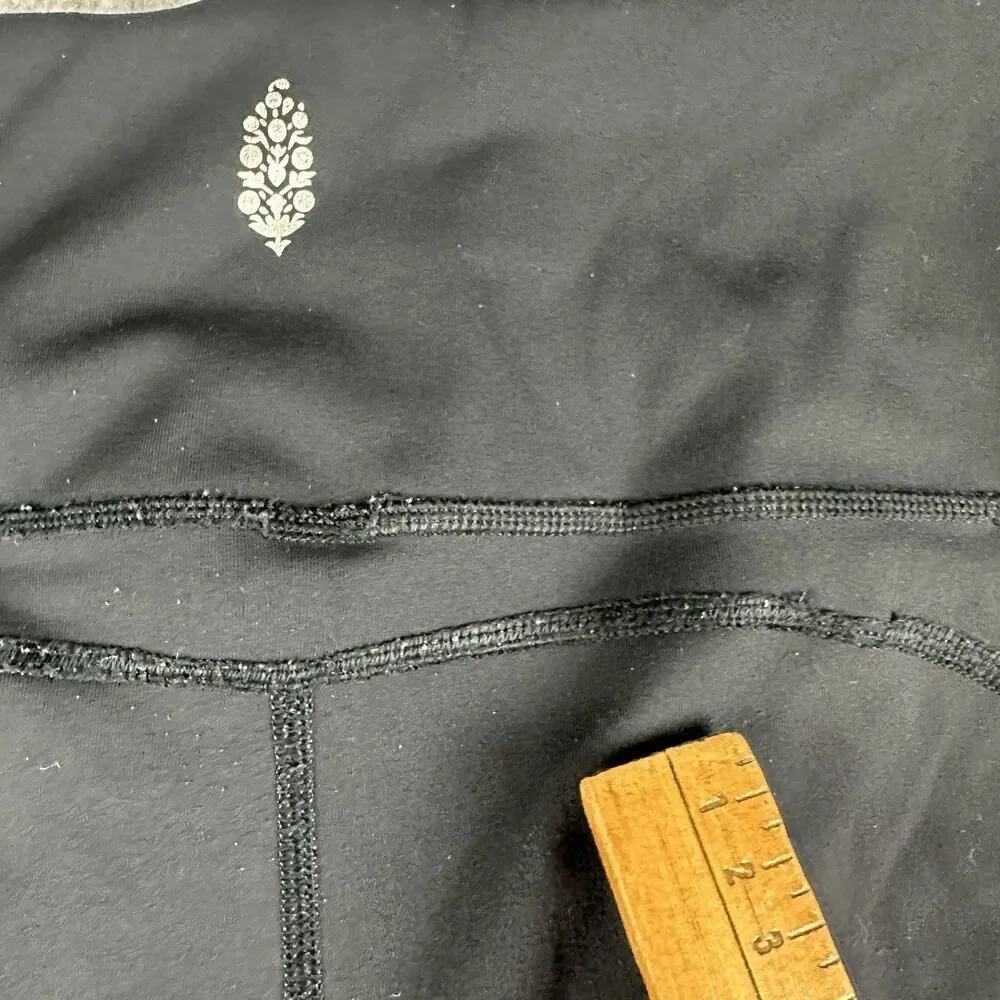 Free People FP Movement Shanti Straight Leg Pants Womens M Black Crossover Waist